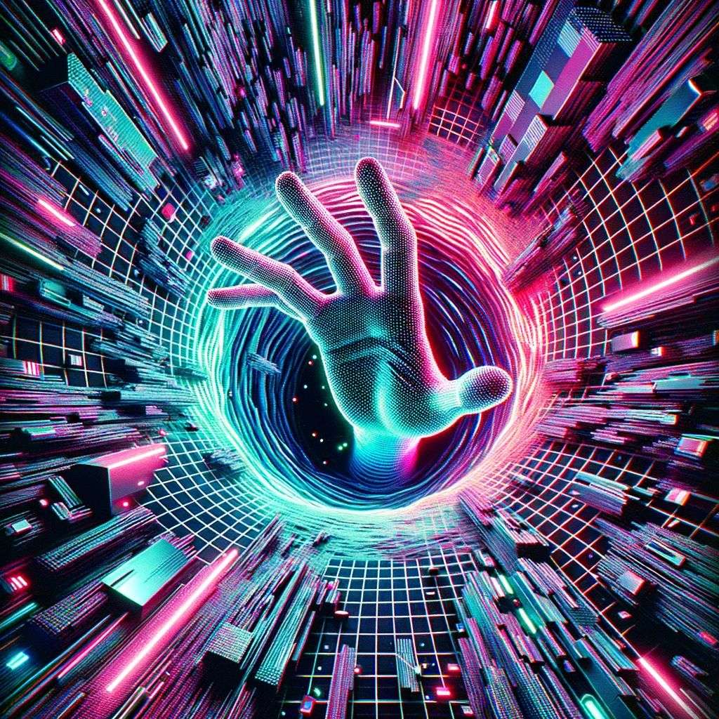 a representation of anxiety, digital art, synthwave